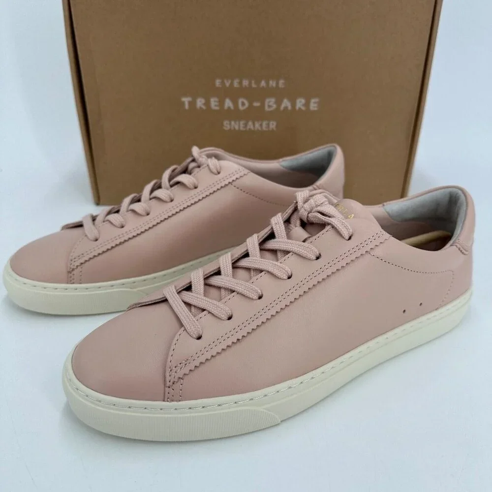 Everlane The Day Sneaker in Pale Pink Leather 7.5 Women's Lace-up Shoes Casual